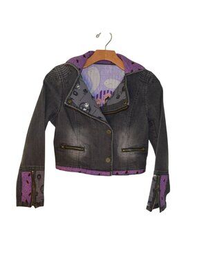 Upcycled Uproar Mixed Halloween Nightmare Before Christmas Denim Jacket Kids L